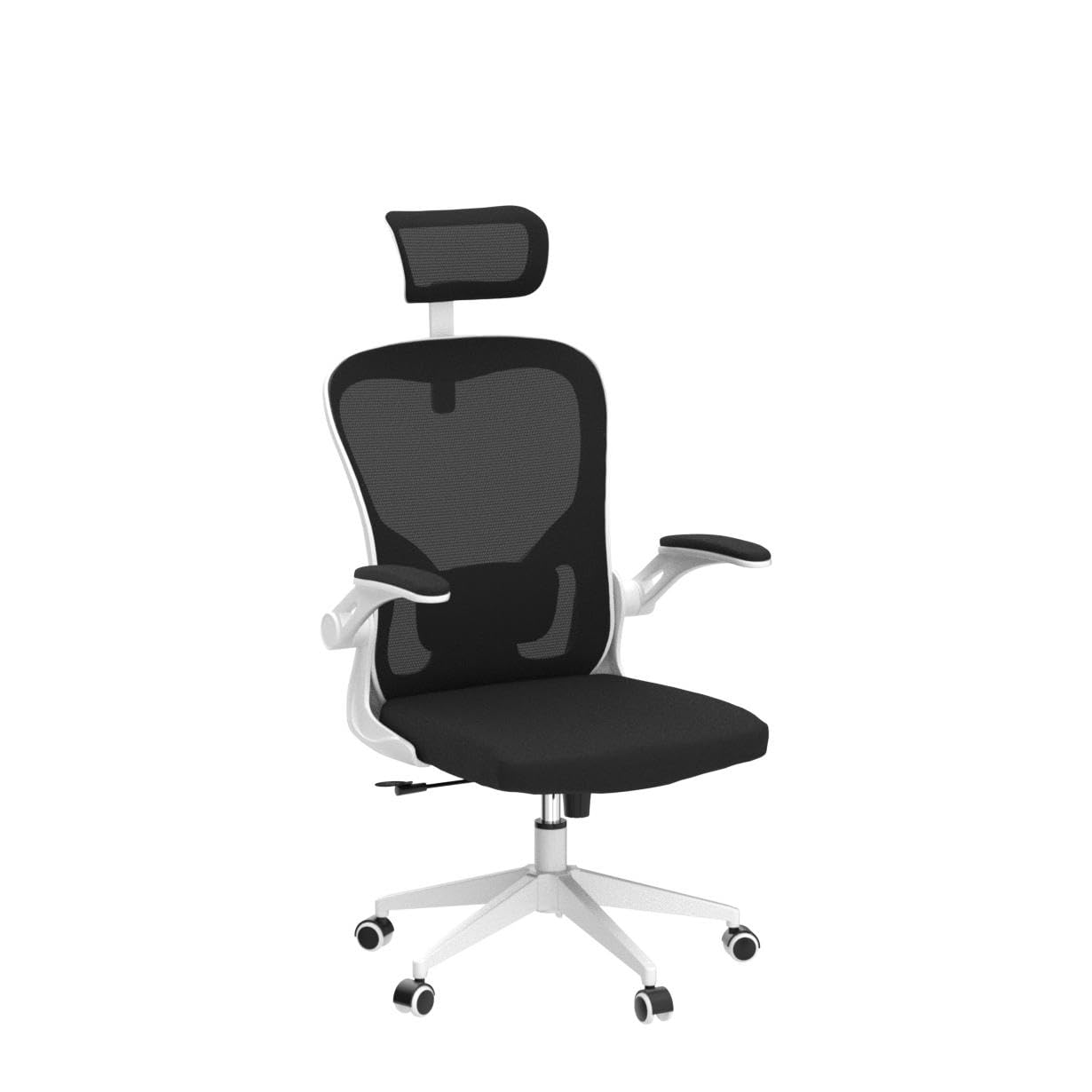 Monhey Ergonomic Office Chair, 90°-125° Tilt Back Home Desk Chair with 360° Swivel & Mute Wheels, High Back Mesh Computer Chair for Adults with Lumbar Support, 330 LBS Capacity (03White+Black)