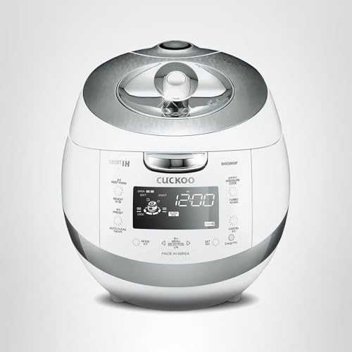 CUCKOO High Pressure Rice Cooker 6-Cup Uncooked / 12-Cup Cooked with Induction Heating Technology, Versatile Rice Maker with 16 Menu Options and Steam Plate, Voice Guide, White (CRP-BHSS0609F)