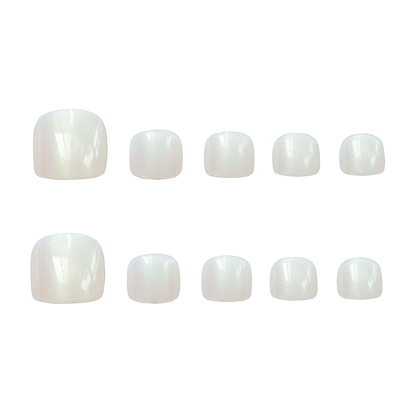 Vezocim Pearl Color False Toenails Sets, Press on Coffin Nails with Designs, Full Cover Artificial Acrylic Fake Nails, Glue on Toenails with Charm, Stick on Toe Nails for Women