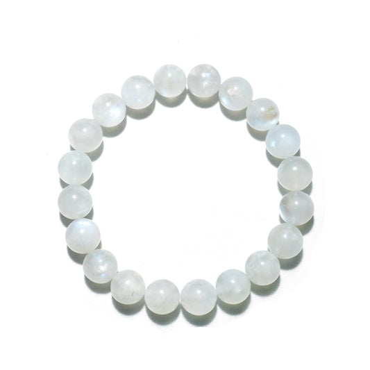 8MM Moonstone Bracelet for Men Women | Fits for 7-7.5" Wrist | Natural Crown Chakra Crystal for Emotion Spiritual | Gemstones for Relationship & Love | Come with choice Box & Velvet Pouch