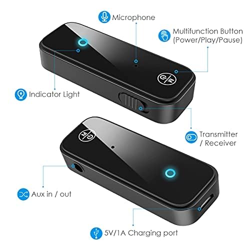 (Upgraded) Ankilo Aux Bluetooth Adapter for Car, 2 in 1 Bluetooth 5.3 Receiver Transmitter for Car with Display Screen, Suitable for Cars, Speakers, Stereo Systems and Headphones