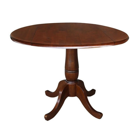 IC INTERNATIONAL CONCEPTS 42" Round Dual Drop Leaf Pedestal Table - 29.5" H Espresso
