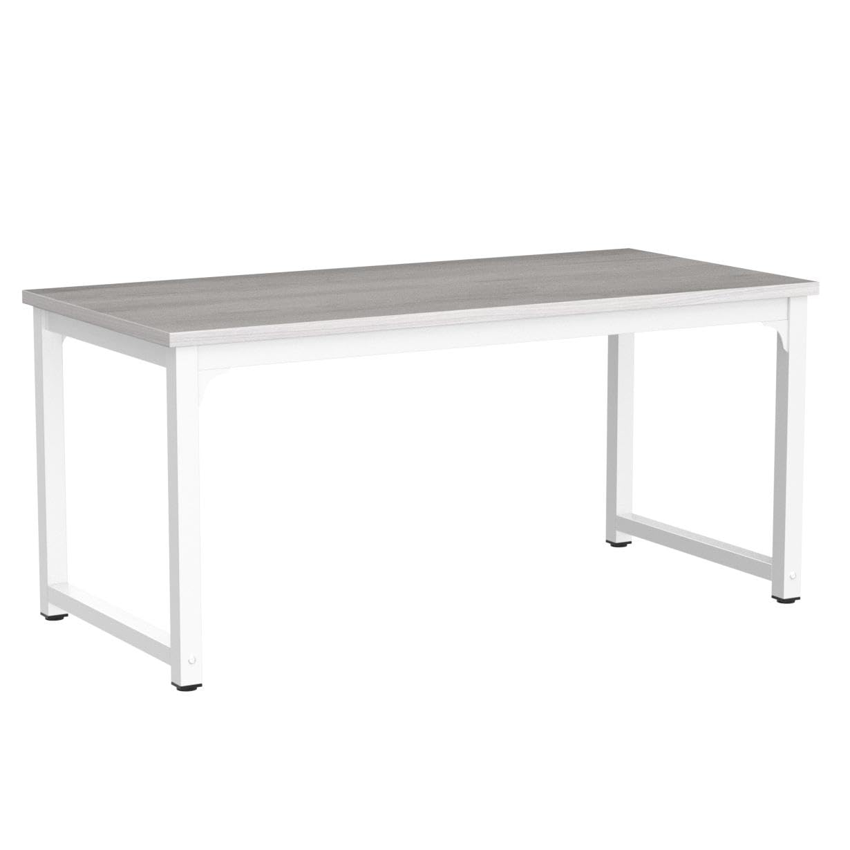 NSdirect 63" Large Computer Desk,Modern Simple Style PC Table Office Desk Wide Workstation for Study Writing,Gaming and Home Office,Extra 1" Thicker Wooden Tabletop and Black Metal Frame,Stone White