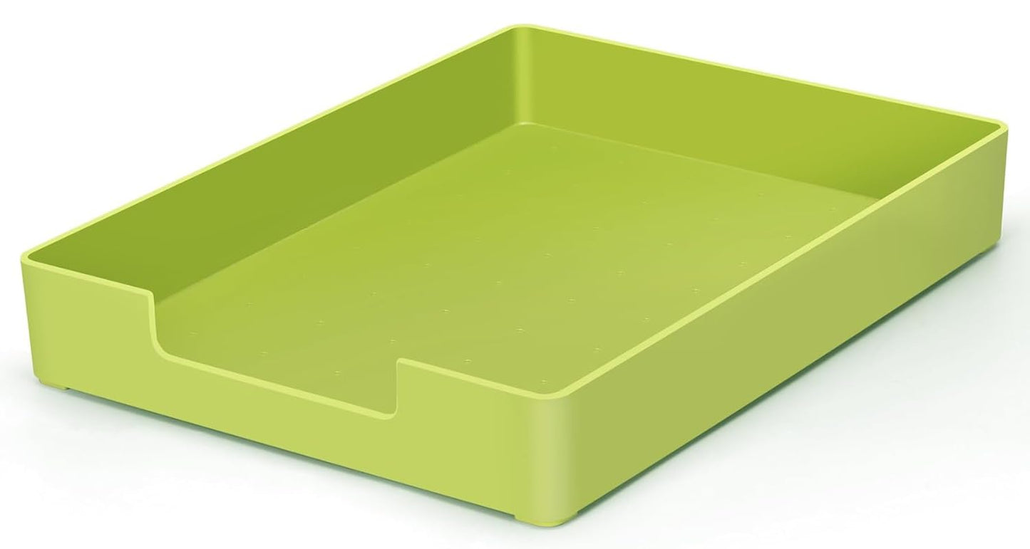 RHONZHAO Letter-Size Tray, Desk Drawer Organizer, A4 Plastic Paper Tray for Office, School, Home Storage, and Storage Containers for Gift Wrap, and Crafts (Green)