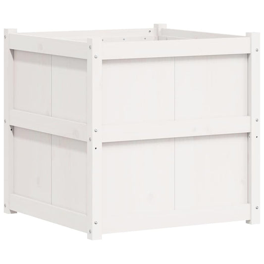 hliofuir 27 6 inch Solid Pine Wood White Square Raised Garden Planter Box Outdoor, 27 6 x 27 6 x 27 6 in Weather Resistant Large Elevated Plant Bed for Patio Terrace Balcony