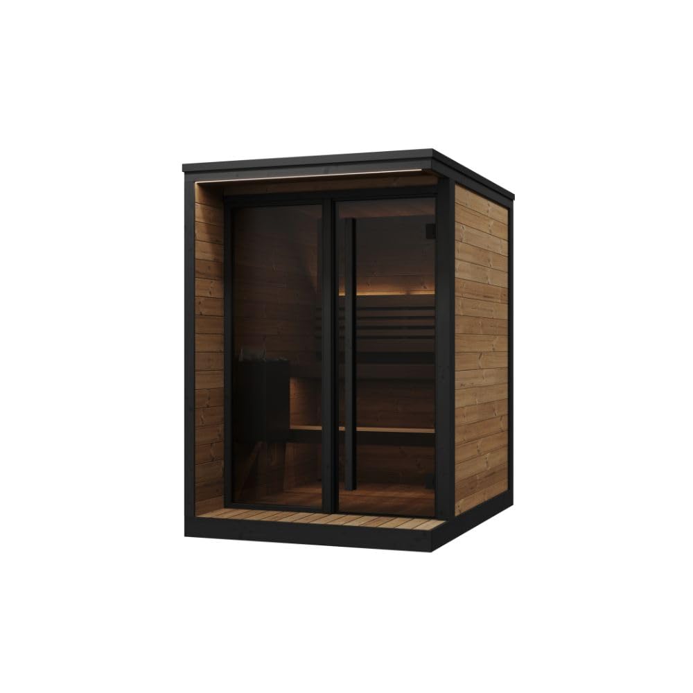 saunalife GL4 Outdoor Sauna Kit, Garden Luxury-Series Outdoor DIY Sauna Kit, Thermo-Spruce, up to 4 Persons Bundles (Sauna Heater and Sauna Stones Included) (Harvia The Wall SWS60 - Stainless Steel)