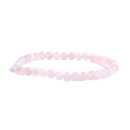 Cherry Tree Collection - Small, Medium, Large Sizes - Gemstone Beaded Bracelets For Women and Men - 4mm Round Beads (Rose Quartz, Small)