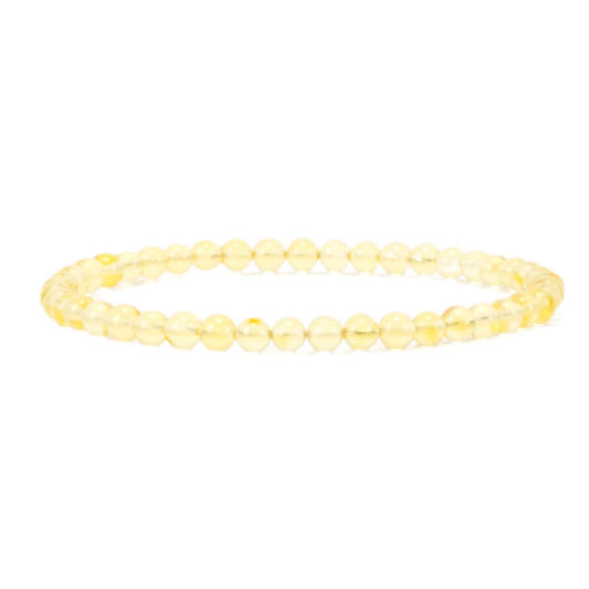 Cherry Tree Collection - Small, Medium, Large Sizes - Gemstone Beaded Bracelets For Women and Men - 4mm Round Beads (Amber, Small)