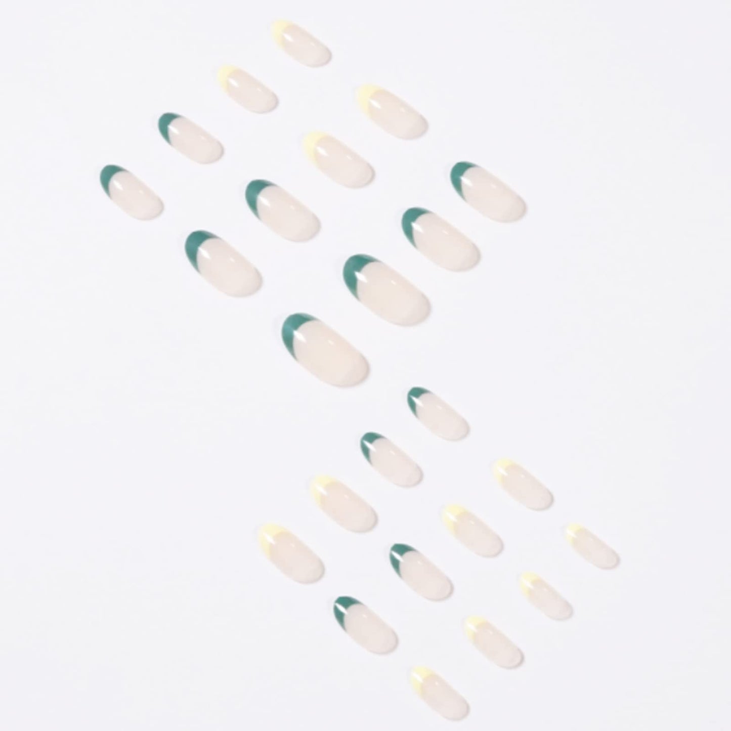 Kamize Medium Press on Nails Almond Fake Press Nails Full Cover French False Nails for Women and Girls24PCS (Style1)
