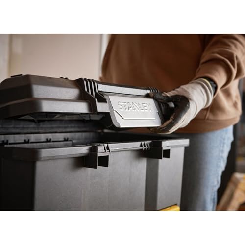 STANLEY Rolling Workshop Toolbox, Detachable Toolbox with Drawers, Flip Bin, Back Pocket, 7 Heavy Duty Wheels, 1-79-206