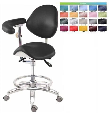 BONEW Global-Dental Saddle Chair Office Stool Dentist's Doctor's Assistant's Deluxe Chair PU Leather