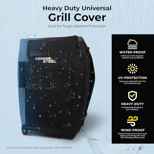 Permasteel 2-Burner Propane Gas Grill, BBQ Grill with Foldable Side Tables & Tool Hooks, Perfect for Outdoor Cooking, Patio & Garden, Black/Copper
