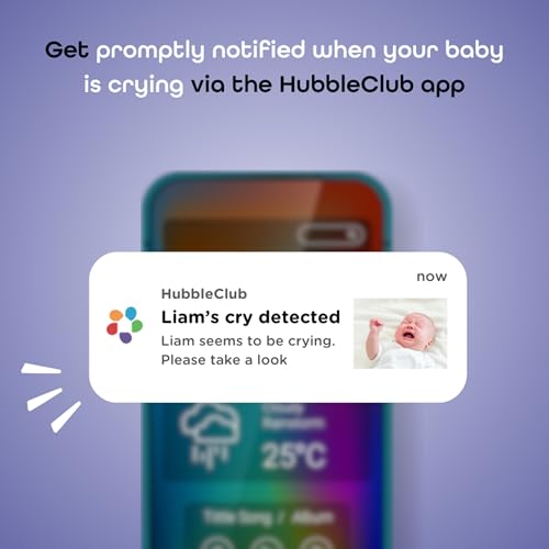Hubble Connected SkyVision AI-Enhanced HD Smart Baby Monitor, 1 Camera, Mounts, Smart Rollover & Cry Detection, AI Sleep Report, 2-Way Talk, Night Vision, Nightlight & Sounds, Baby-Centric App