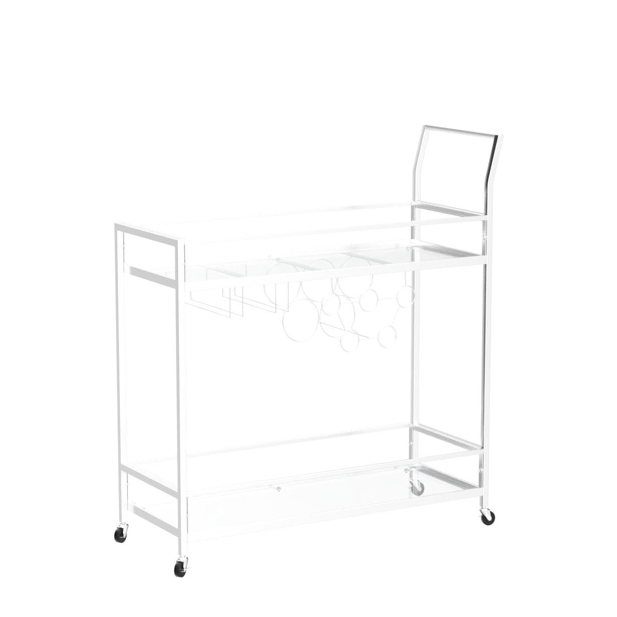 FirsTime & Co. Silver Delilah Bar Cart, 2 Tier Mobile Mini Bar, Kitchen Serving Cart and Coffee Station with Storage for Wine and Glasses, Metal and Glass, Modern