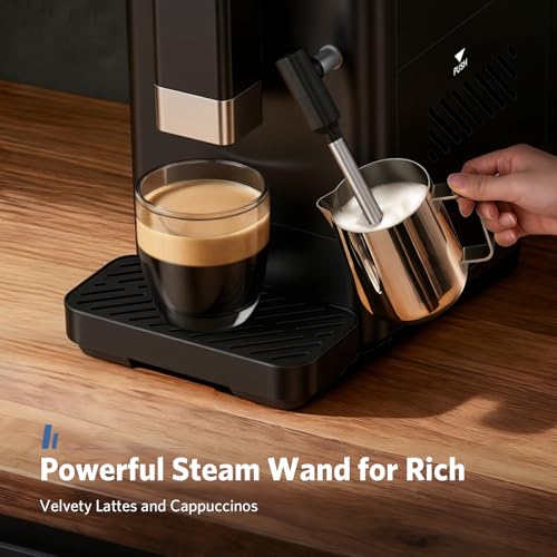 Electactic Automatic Espresso Machine with Grinder, 20 Bar Coffee Maker with Milk Frother, Adjustable Grinding Coffee Machine for Cappuccino & Latte, Touch Control & Auto Self-Cleaning