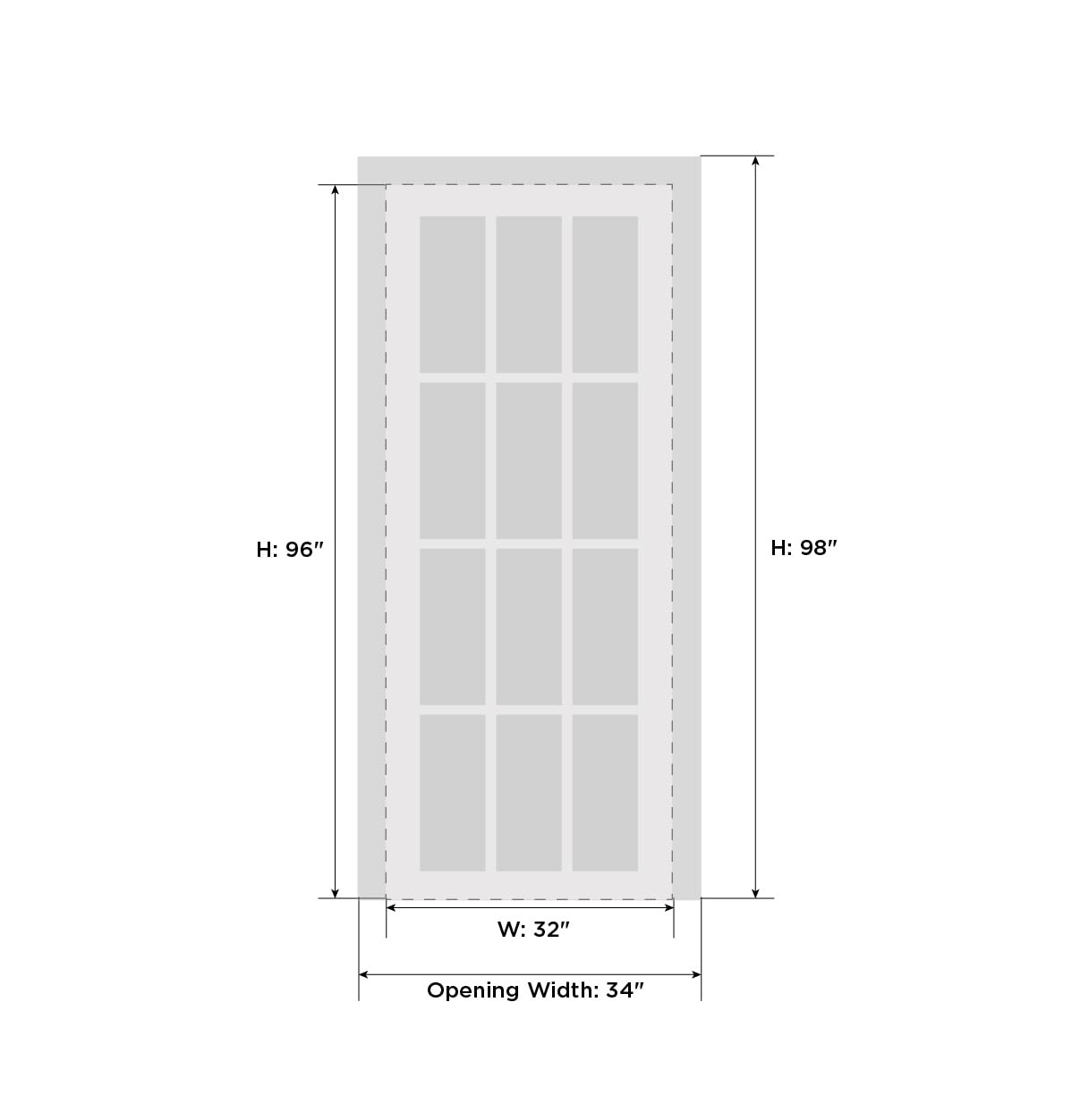 Sartodoors Quadro 4113 | 32 x 96 | Black Matte Interior Single Swing Door with Frosted Glass | Solid MDF Door in Modern French Style | Hardware Included