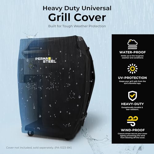 Permasteel 3-Burner Propane Gas Grill, 30,000 BTUs BBQ Grill with Cast Iron Grates, Foldable Side Tables & Tool Hooks, Outdoor Grill, Azure
