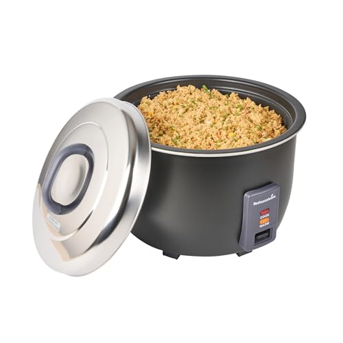 Restaurantware Commercial Rice Cooker 60 Cup Heavy-Duty Steel Industrial Rice Warmer With Nonstick Interior Black Ideal For Catering And Buffet Use