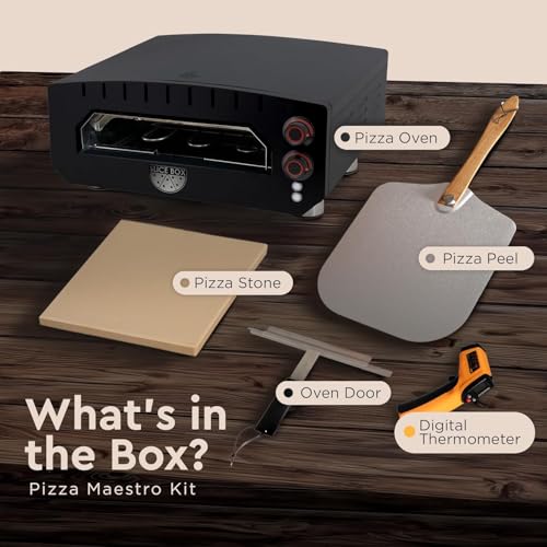 Fire Sense Slice Box Outdoor Electric Pizza Oven, Countertop Cooking, Heats Up to 750 Degrees, Digital Thermometer, Pizza Stone, and Pizza Peel Included, Perfect for Indoor and Outdoor Use - 64900