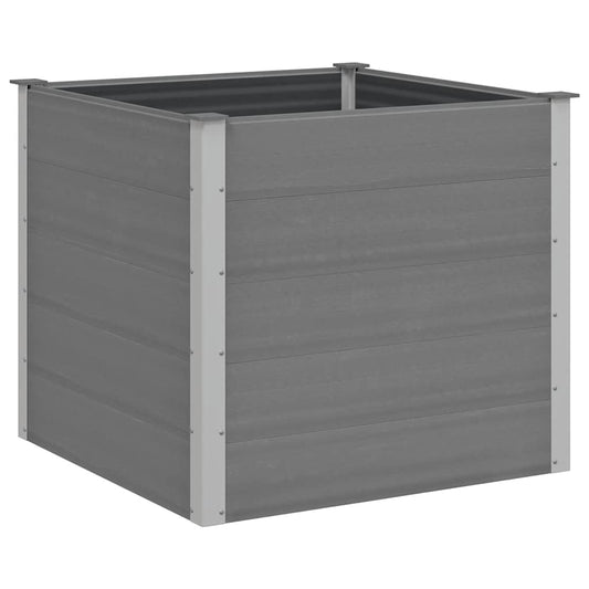 Tmriohed Grey WPC Garden Raised Bed 39.4 x 39.4 x 35.8 in Square Outdoor Planter Box, Wood-Plastic Composite & Aluminum Frame, Large Planter for Patio Balcony Deck Yard