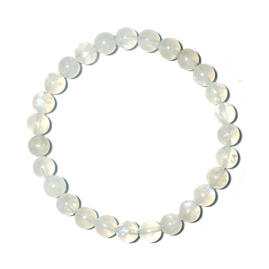 6MM Crown Chakra Moonstone Bracelet - Natural Gemstone for Love and Relationships | Adjustable 7.5-8" | Gift Box and Velvet Pouch Included | Men's and Women's Jewelry
