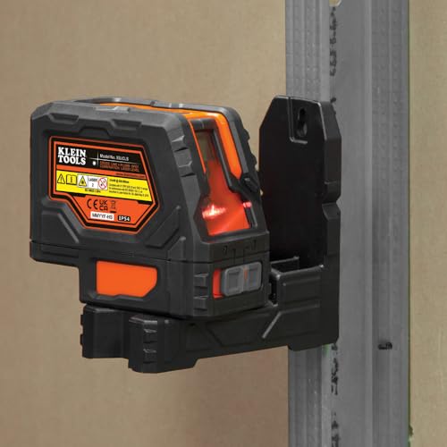 Klein Tools 93LCLS Self-Leveling Class II (≤ 1mW) Laser Level with Bright Red Cross Lines and Plumb Spot, Magnetic and Ceiling Clamp Mounting