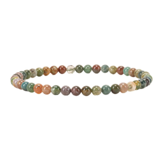 Cherry Tree Collection - Small, Medium, Large Sizes - Gemstone Beaded Bracelets For Women and Men - 4mm Round Beads (Indian Agate, Small)