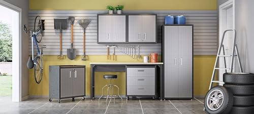 Manhattan Comfort Fortress Floating Garage Storage Cabinet, Black/Grey