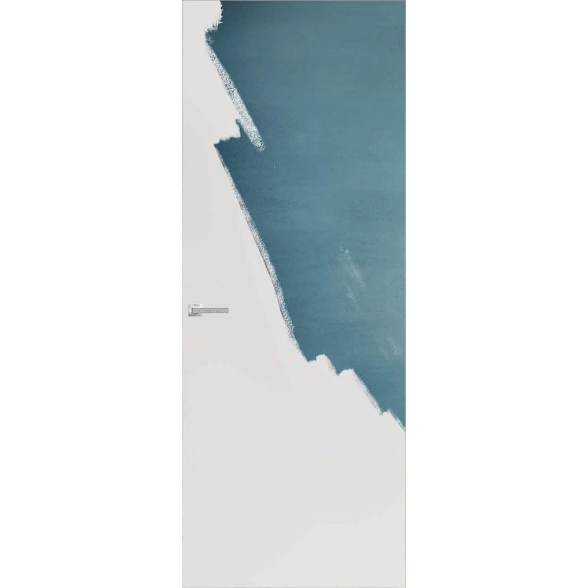 SARTODOORS Interior Invisible Solid Hidden Door with Handle | Planum 0010 Primed with Silver Hidden Frame 30" x 84" Right-Hand Outswing | Concealed Hinges Lock Handle | Modern Wood Frameless Doors