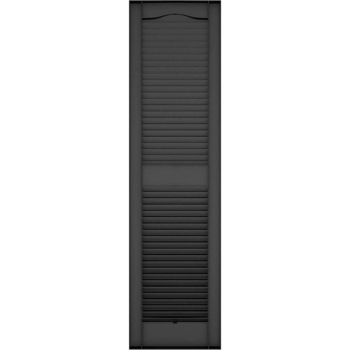 Ekena Millwork Lifetime Vinyl LL1S14X06400BL Standard Cathedral Top Center Mullion, Open Louver Vinyl Shutters, w/Installation Shutter-Lok's & Matching Screws (Per Pair), 14 1/2"W x 64"H, Black