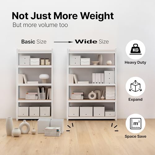 HOMEDANT House 48.1" W 5 Tier Heavy Duty Garage Shelving Adjustable Metal Rack Storage Shelves Standing Shelf Unit Organizers Industrial Warehouse Basement White 1Pack