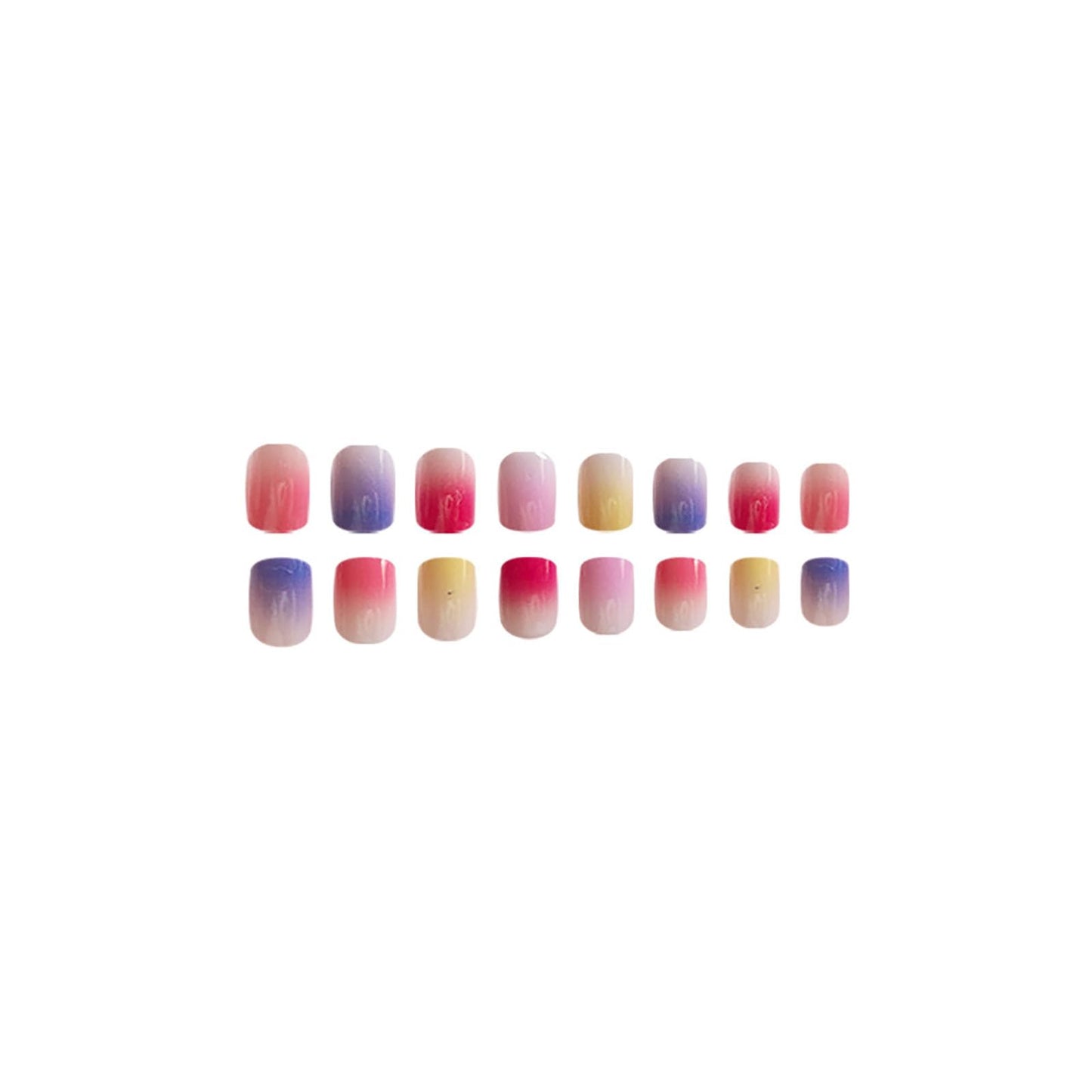 24Pcs Short Press on Nails RTKHFZE Square Fake Nails with Color Gradient Designs Artificial Nails Glossy False Nails Stick on Nail for Women and Girls