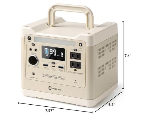 RAINBOW Portable Power Station 320W, 298Wh Backup LiFePO4 Battery, 2 x 110V/320W(Peak 640W) AC Outlets, Solar Generator for Outdoor Camping, Quick Charge for Home, Hiking