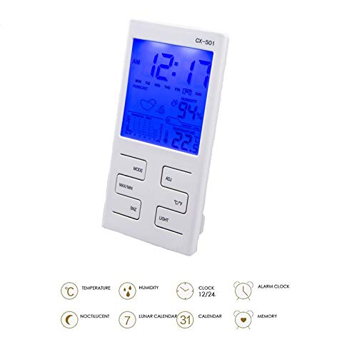 A1DFDFGOQSFG Digital Thermometer Hygrometer LCD Backlight Multifunctional Indoor LCD Digital Temperature Humidity Meter Clock Thermometer