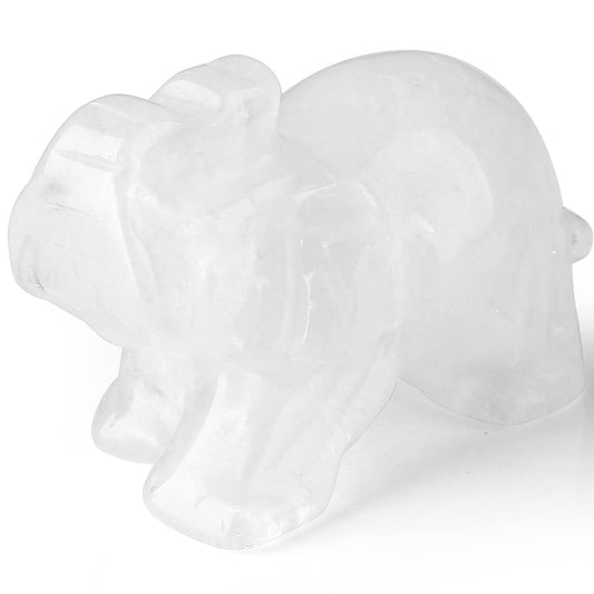 QINJIEJIE Clear Crystal Elephant Crystals Luck Elephant Decor Pocket Polished Statue GuardianStones Figurine Car Office Room Cute Desk Decor Spiritual Christmas Stocking Stuffers Gift Meditation