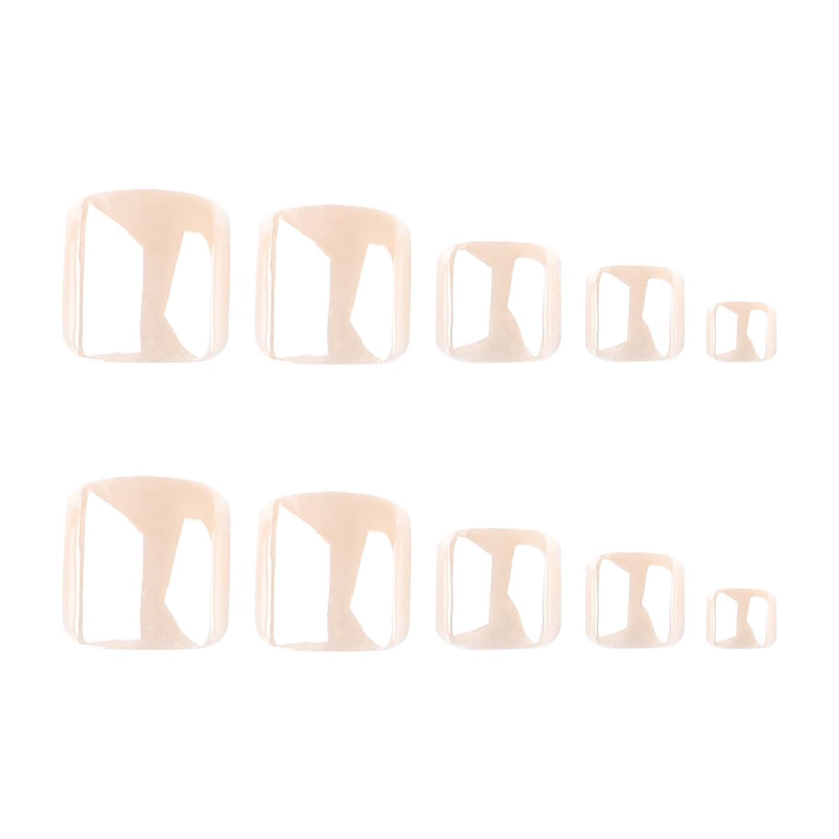 Press on Nails and Toenails Set - 48Pcs Short Almond Chrome Fake Nails, Short Square Chrome False ToeNails, Reusable Nude Glue on Nails for Women Manicure & Pedicure Nail Kit