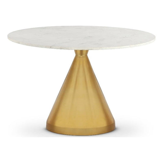 Meridian Furniture 885-T Emery Collection Modern | Contemporary Dining Table with Brushed Gold Stainless Steel, Genuine White Marble Top, 48" W x 48" D x 30" H, Gold