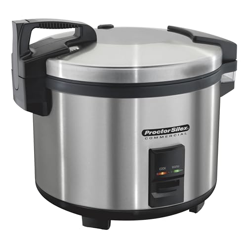 Proctor Silex Commercial 37560R Rice Cooker/Warmer, 60 Cups Cooked Rice Capacity, Nonstick Inner Pot, Hinged Lid, Stainless Steel Housing, Conforms to NSF