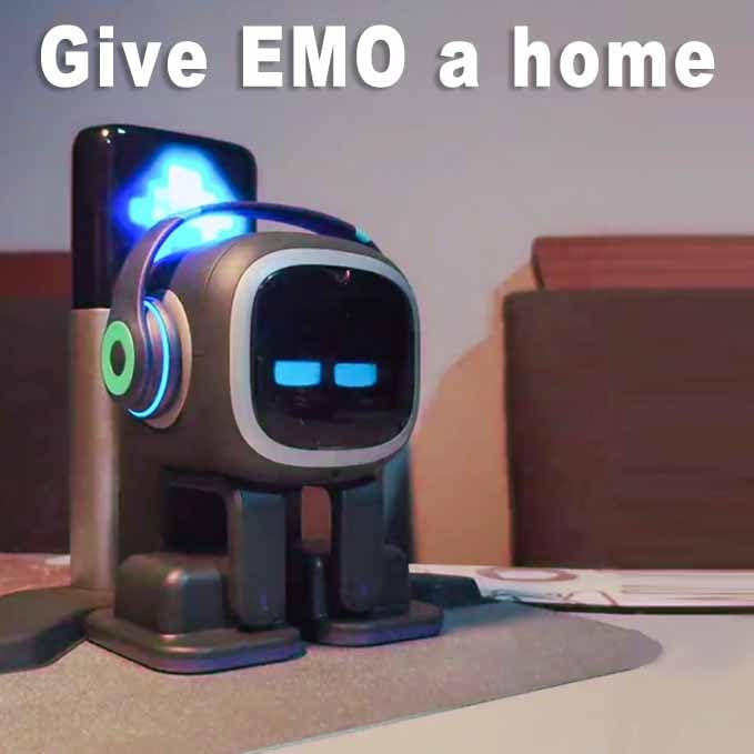 EMOPET AI Desk Robot Companion - ChatGPT Enabled with Voice Commands & Dance Feature, Interactive Robot Pet with Personality, Comes with Charging Home Station