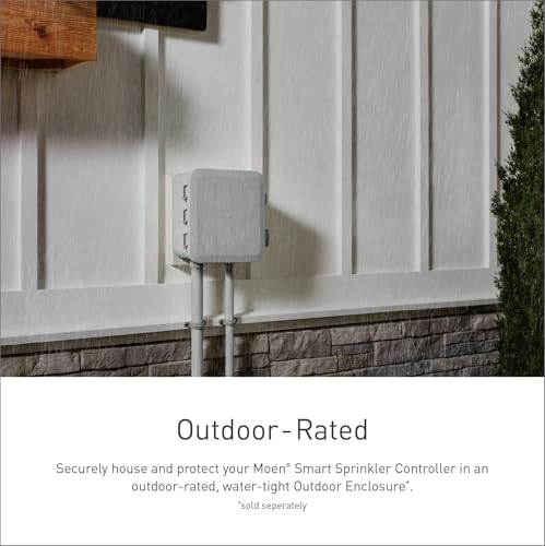 Moen 8-Zone Smart Sprinkler Controller, Wi-Fi Connectible Smart Irrigation System with Automatic Water Timer, WICNT008G1USA