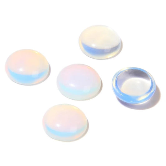 20pcs 12mm Natural Stone No Hole Opal Semicircle Smooth Cabochons Beads Healing Chakra Crystal Stone Bead for Jewelry Making Rings Earrings Necklace Bracelet DIY Crafts