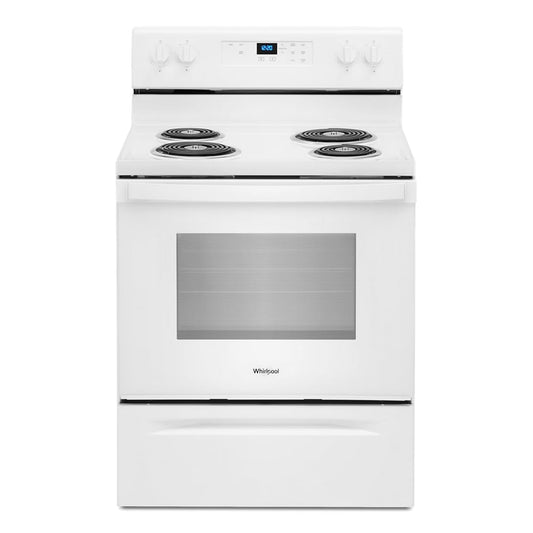 Whirlpool 30 in. 4.8 cu. ft. 4 Burner Element Electric Range with Keep Warm Setting in White with Storage Drawer