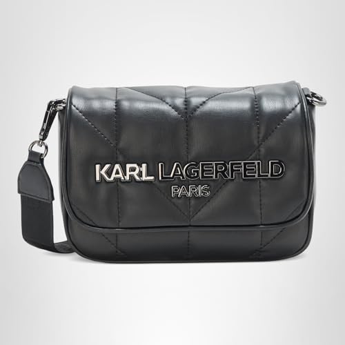 KARL LAGERFELD Women's Voyage Messenger Bag, Black/Gunmetal, One Size