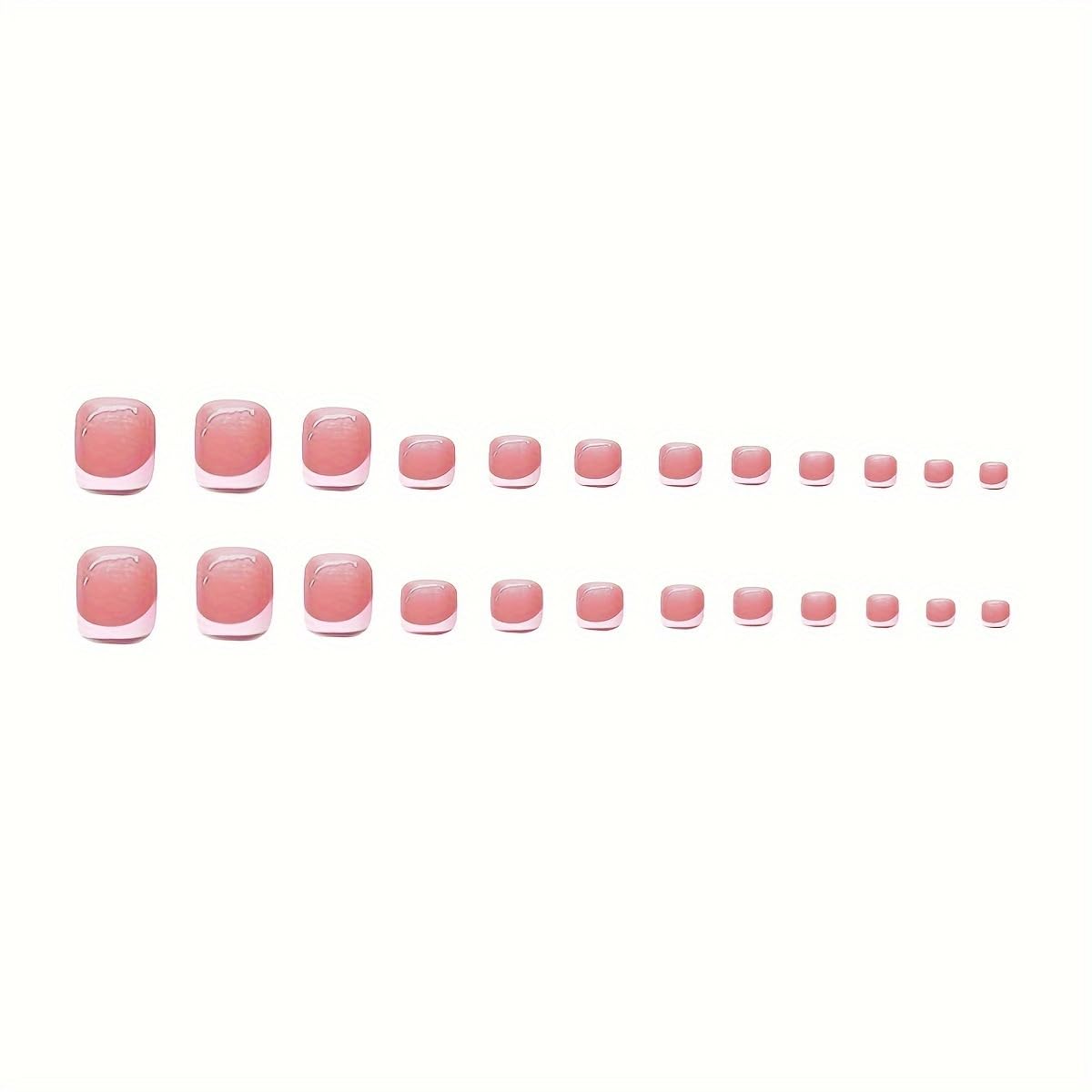 CTTHNBD Pink French Tip Press on Nails & Press on Toenails Set, Medium Square Fake Nails, Glossy Stick on Toenails for Women 48 Pcs