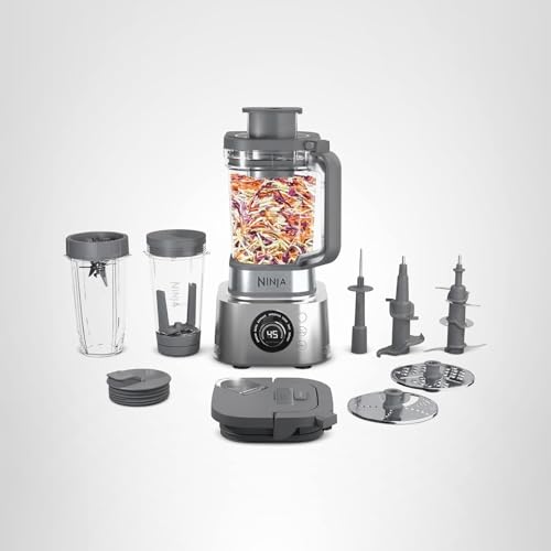 Ninja Blender & Food Processor Combo, Foodi Power Blender System for Smoothies, Bowls, Spreads & Shakes, 6 Functions, 72-oz Pitcher, To-Go Cups, Silver, SS401