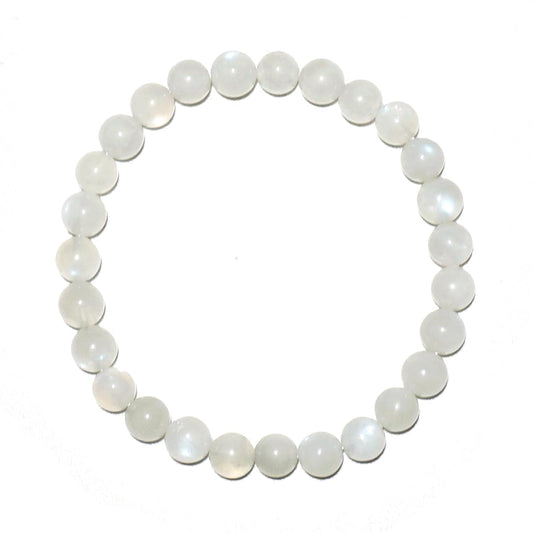 OwizJade 6MM Blue Moonstone Bracelets For Women, Natural Small Beads With Blue Light, Fits for 6"-6.5" Wrist | Natural Crown Chakra Crystal