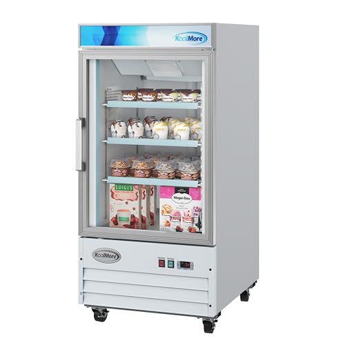 KoolMore 26 in. Commercial One Glass Door Display Upright Freezer Merchandiser in White 9 Cu. Ft. (MDF-1GD-9C-WH)