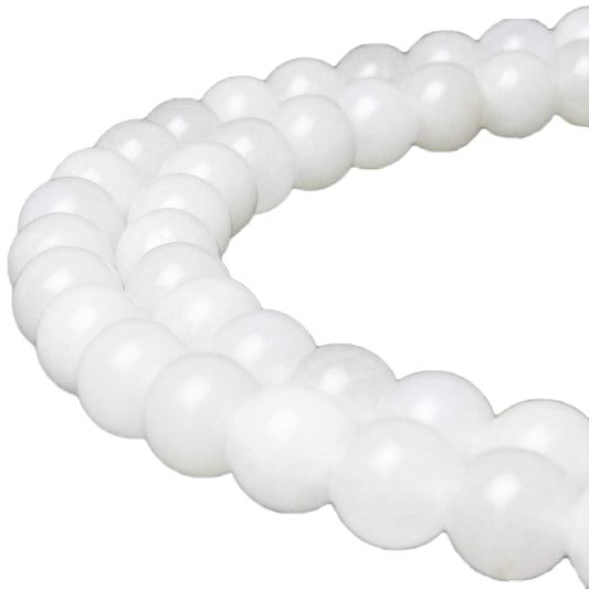 MJDCB Beads for Energy Bracelets Yoga Bracelet DIY Bracelet Natural Stone Beads White Jade 60 Pieces, 6mm
