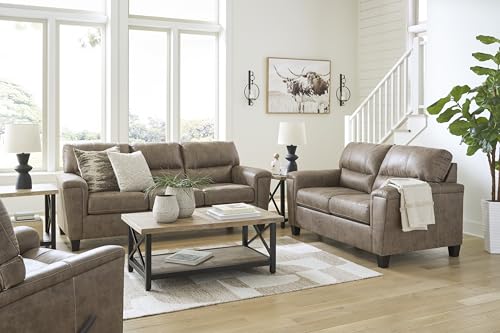 Signature Design by Ashley Navi Modern Loveseat with Removable Cushions, Dark Brown