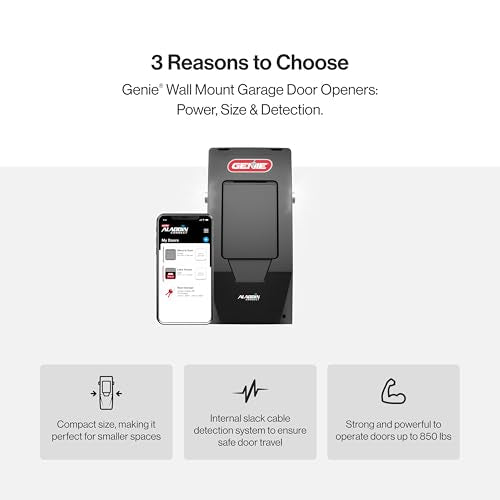 Genie 6172H-O Wall Mount Smart Garage Door Opener with Aladdin Connect, Wall Mounted Compact Space Saving Opener